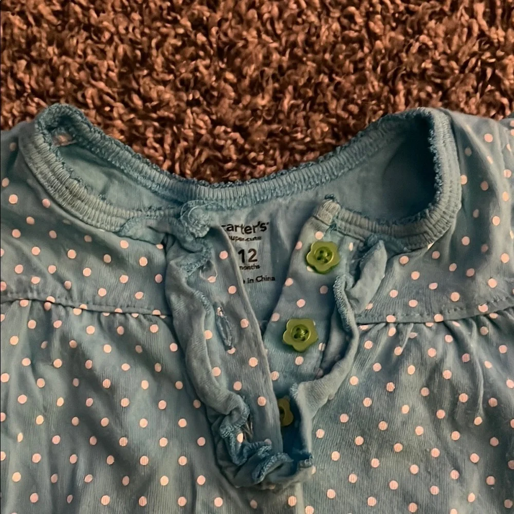 Carter's Blue Polka Dot Baby Girl Romper with Flower Design